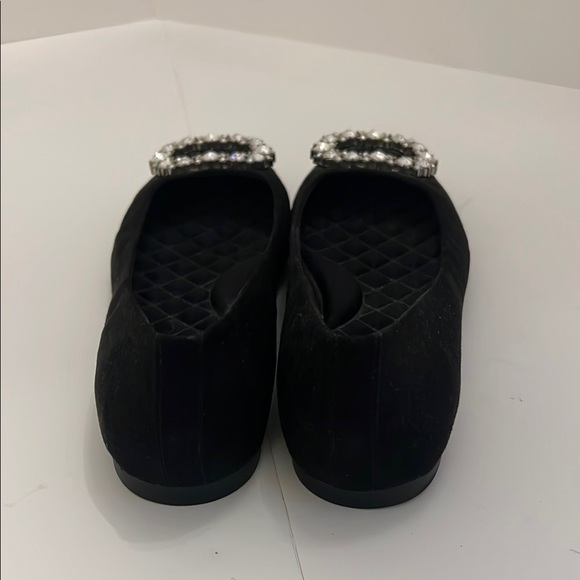 Kelly & Katie Chic Black Suede Flats with Rhinestone Embellishments Size 8M - Picture 6 of 7